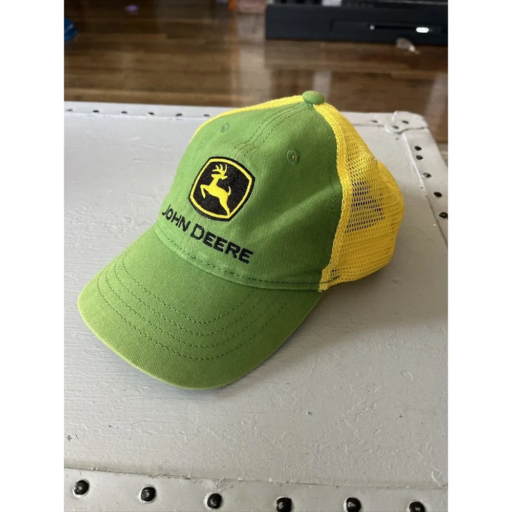 Vintage John Deere Hat Snapback Green Yellow  Kids Trucker Snap Back Tractor